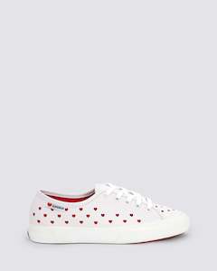 Superga: 3750 HEARTS WOMENS SNEAKERS WHITE/RED