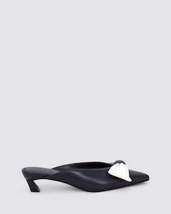 BETTYBOW HEELED MULES NAVY