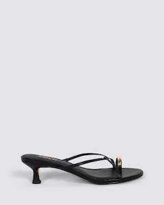 Siren Shoes: XANE KITTEN HEEL THONGS BLACK