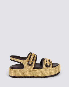 APRICOT FLATFORM SANDALS NATURAL/CHOCOLATE
