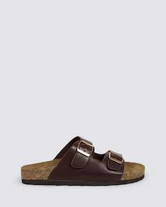 XYLO FOOTBED SLIDES CHOCOLATE BROWN