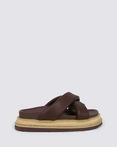 Verali: THELMA FLATFORM SLIDES CHOCOLATE BROWN