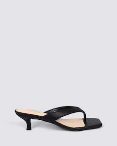 MARTHA KITTEN HEEL THONGS BLACK