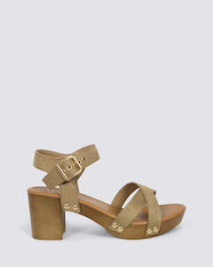 Verali: LULU CLOG HEELS TAUPE MICRO