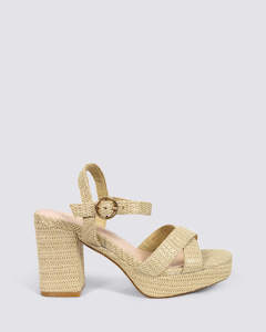 Verali: HEPPELL PLATFORM HEELS RAFFIA