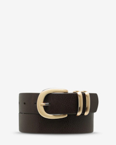 Mens Bags: LET IT BE BELT CHOC/GOLD