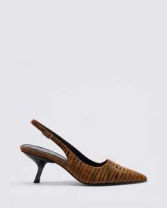Hael And Jax: PETITE SLINGBACK HEELS MOCHA ANIMAL