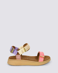 Woden: LINE SANDALS BUTTER MULTI