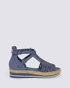 ACCRA WEDGE SANDALS BLUE DENIM
