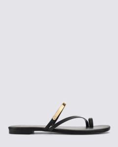 Siren Shoes: MILES STRAPPY FLAT SANDALS BLACK