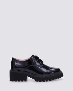 LAUREN LACE UP SHOES BLACK PATENT