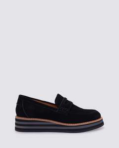 Andrea Biani: LAURENT WEDGE LOAFERS BLACK SUEDE