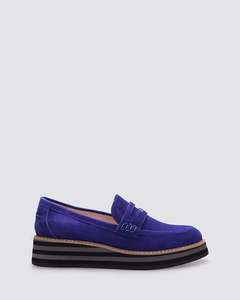 LAURENT WEDGE LOAFERS COBALT SUEDE