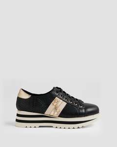 Django And Juliette: EAGLESY LACE UP WEDGES BLACK/MILK