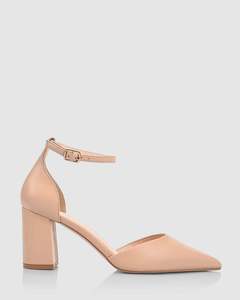Verali: ELI CLOSED TOE BLOCK HEELS NUDE