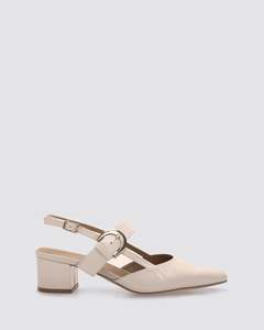 JESS SLINGBACK HEELS ECRU PATENT