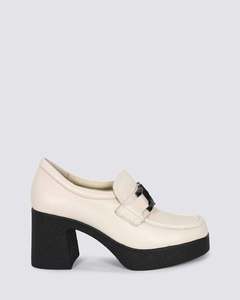 BELLA HEELED LOAFERS BONE MILLED
