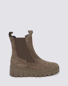 Womens Wedges: 25489 WEDGE ANKLE BOOTS TAUPE SUEDE