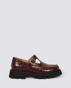 KASSIY FLAT SHOES BROWN SHINE