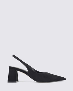 Siren Shoes: YANKEE SLINGBACK BLOCK HEELS BLACK SUEDE