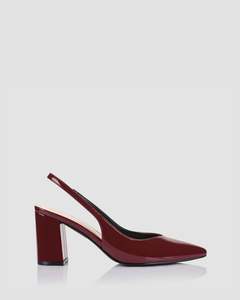 ELISHA SLINGBACK BLOCK HEELS WINE PATENT