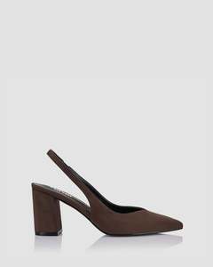 ELISHA SLINGBACK BLOCK HEELS CHOCOLATE BROWN