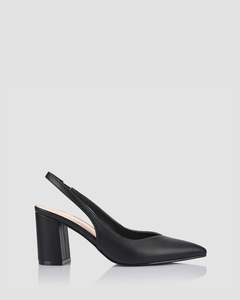 Verali: ELISHA SLINGBACK BLOCK HEELS BLACK
