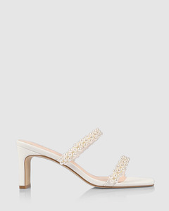Verali: GIGI BLOCK HEEL MULES CHALK WHITE PEARL