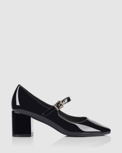 Verali: RILEY MARY-JANE BLOCK HEELS BLACK PATENT