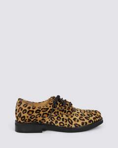 BLORA LACE UP FLATS LIGHT TAN LEOPARD