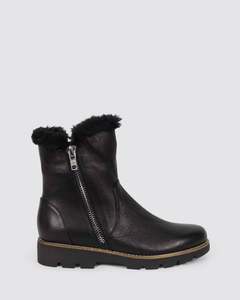 DLINGA ANKLE BOOTS BLACK LEATHER FUR