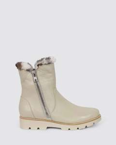 Womens Boots: DLINGA ANKLE BOOTS VANILLA LEATHER FUR