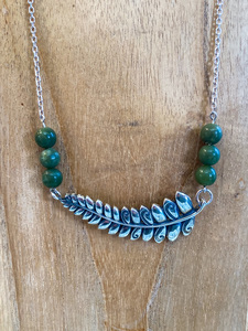 Large Silver Fern & Greenstone Necklace - Andrea Spicer