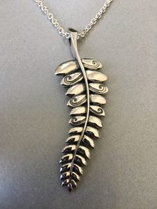 Silver Pendants: Large Silver Fern Pendant - Andrea Spicer