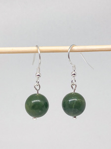 Earrings: 10mm Greenstone Bead Drops - Andrea Spicer