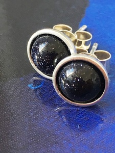 Earrings: Blue Goldstone Studs - Andrea Spicer