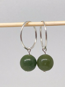 Hoops with 10mm Greenstone Beads - Andrea Spicer