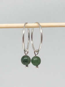 Earrings: Hoops with 6mm Greenstone Bead - Andrea Spicer