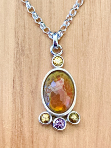 Silver Pendants: Opal and Zircon Pendant - Andrea Spicer