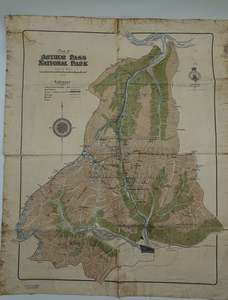 Collectibles: Rare hand drawn canvas map - Arthurs Pass National Park 1931
