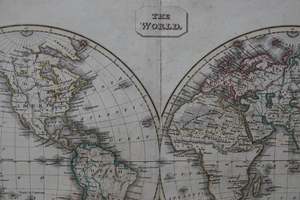 Maps Curiosities: Historic map of the world's hemispheres, dating from 1824