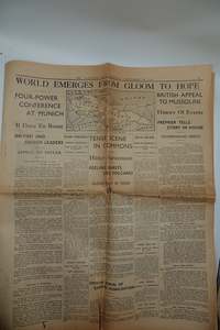 Books Magazines: Historic original World War II newspaper...  WORLD EMERGES FROM GLOOM TO HOPE.  The Auckland Star, Thursday September 29 1938