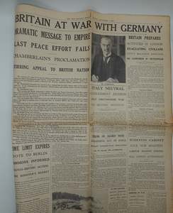 Books Magazines: An important record of the outbreak of World War II.. Monday September 4 1939: BRITAIN AT WAR WITH GERMANY