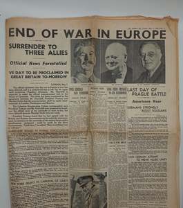 Historic original World War II newspaper...    The Auckland Star, Tuesday May 8 &hellip;