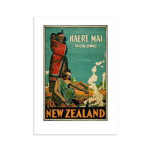 Haere Mai heritage NZ Tourist Print A4