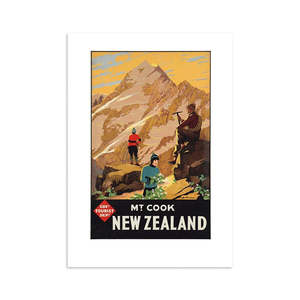 Art Posters: Historic Mt Cook Tourist Print A4