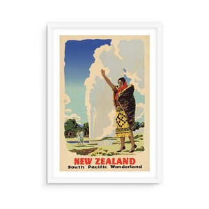 A beautiful NZ souvenir... South Pacific Wonderland Tourist Print A3