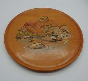 Vintage 1950's K E Cuthbertson Hand Painted native wooden tray