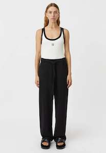 Tops: Nora Contrast Bind Scoop Neck Tank - White/Black