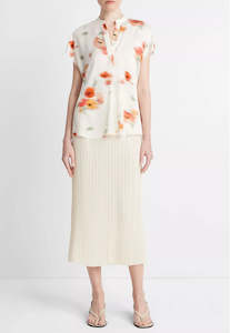 Vince: Poppy Blur Band Collar Popover - Cream Dusk